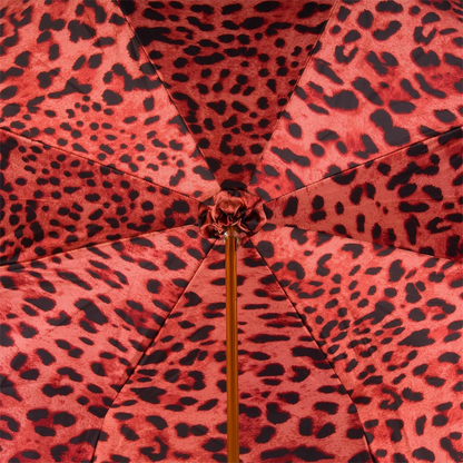 Red Leopard Umbrella - Manual Opening Double Cloth Canopy With Acetate Handle