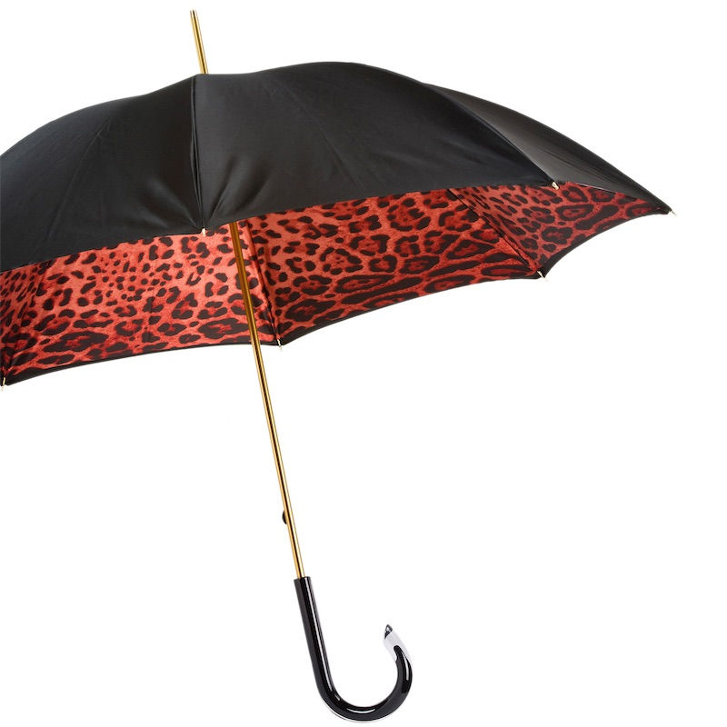 Red Leopard Umbrella - Manual Opening Double Cloth Canopy With Acetate Handle