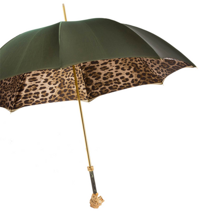 Luxury Lion Umbrella – Leopard Print Canopy | Manual Opening Rain Protection