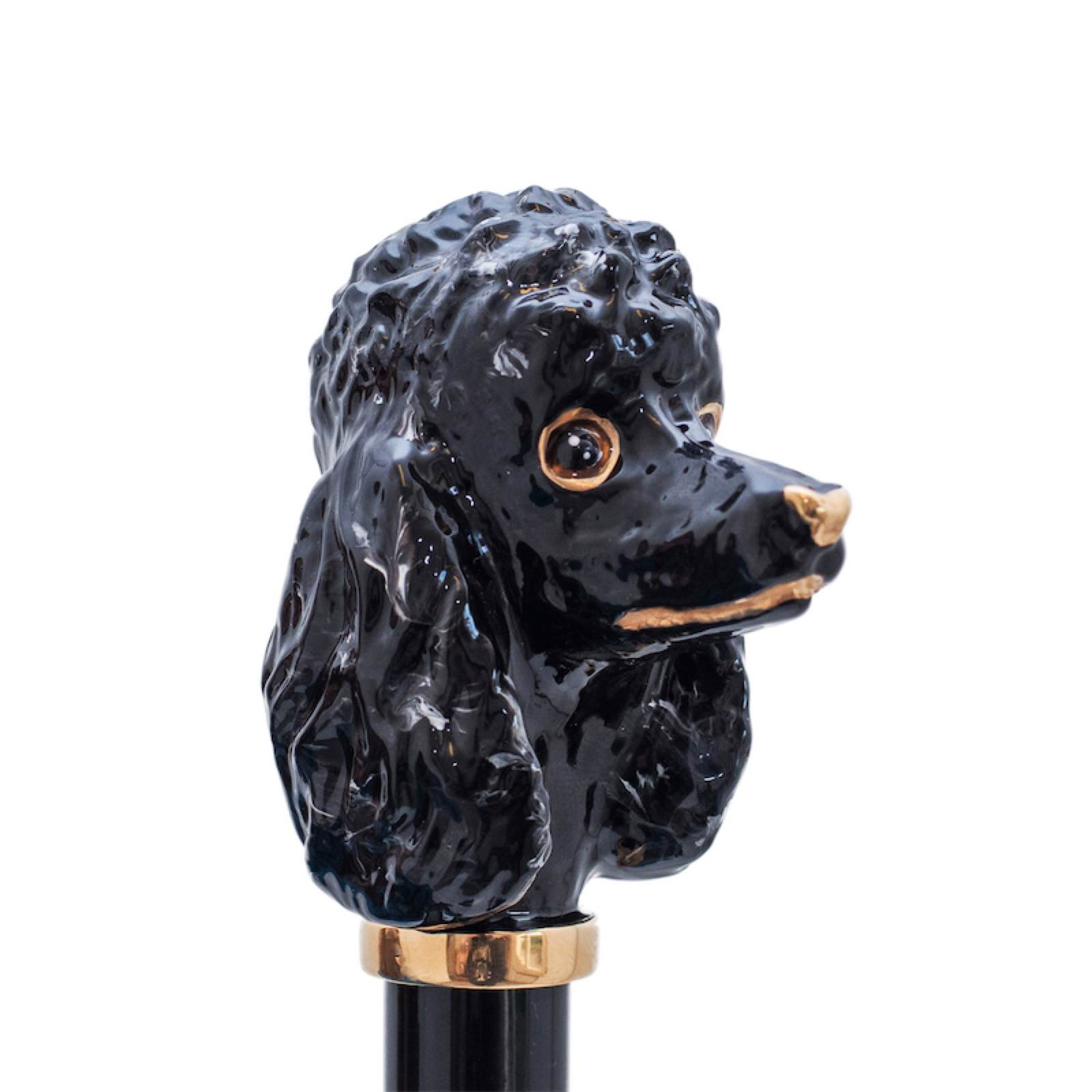 Black Poodle Umbrella – Handmade Italian Rain Umbrella With Enameled Brass Handle