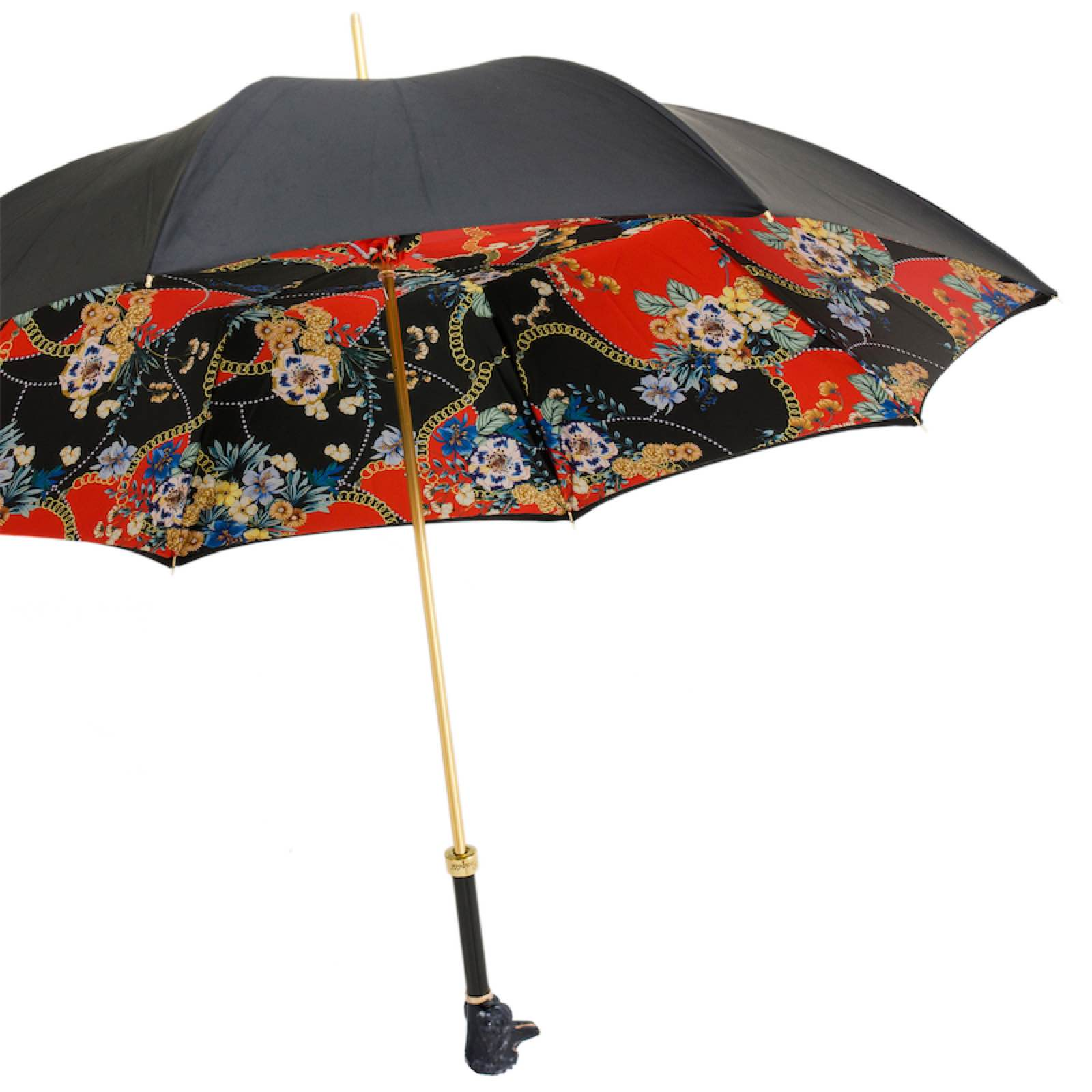 Black Poodle Umbrella – Handmade Italian Rain Umbrella With Enameled Brass Handle