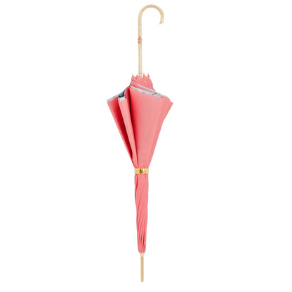 Pink Floral Umbrella – Handmade Italian Ladies Rain Umbrella with Jeweled Brass Handle
