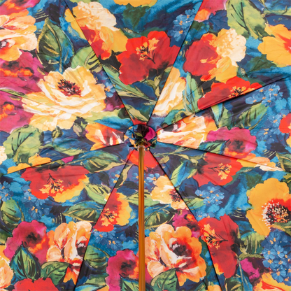 Italian Floral Umbrella – Handmade Luxury Rain Protection Accessory with Brass Handle