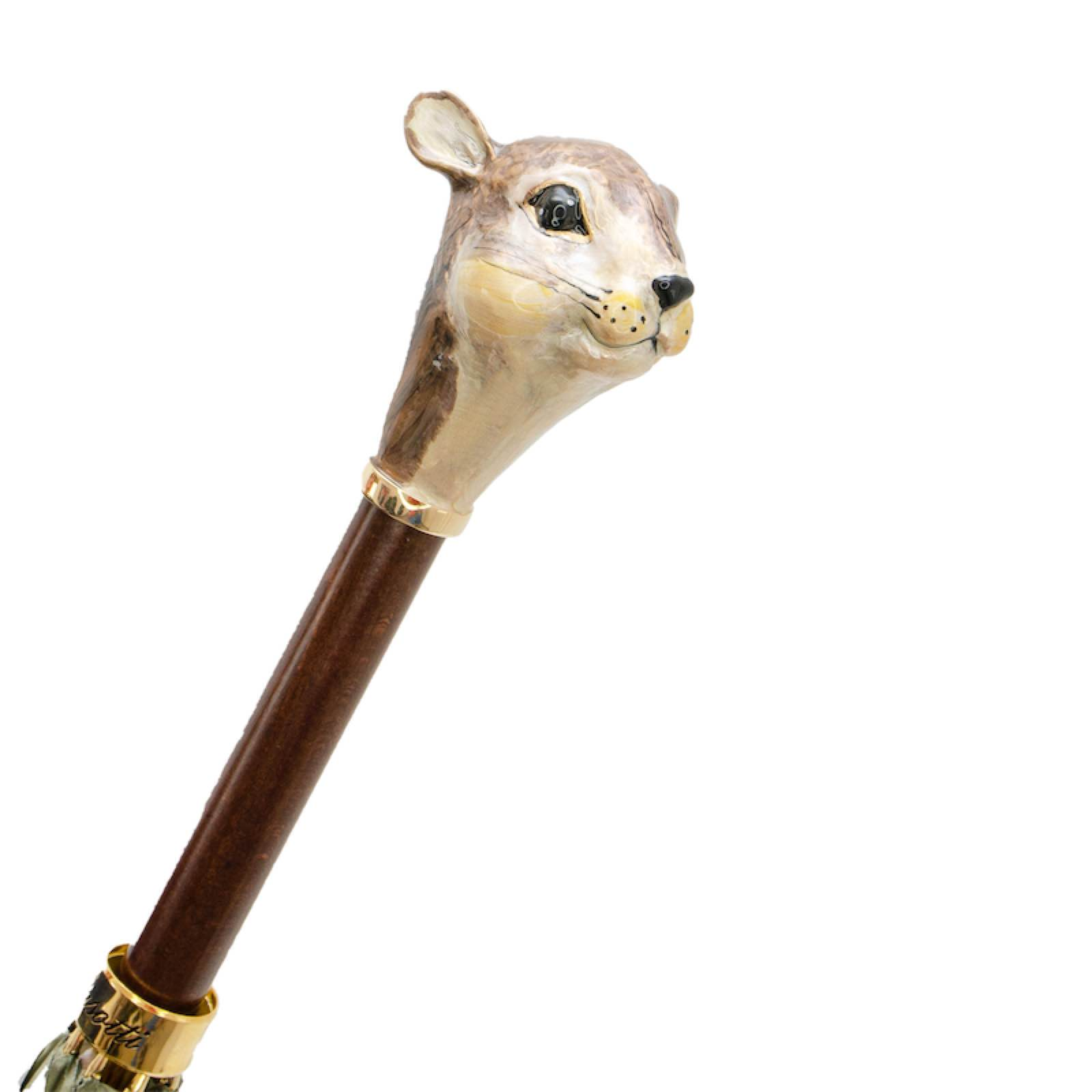 Luxury Squirrel Umbrella – Handmade Italian Rain Umbrella With Enameled Brass Handle