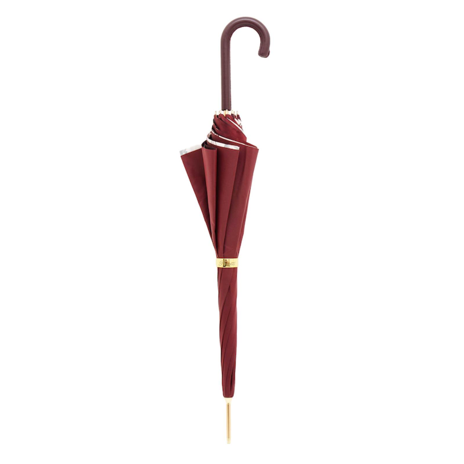 Leather Handle Umbrella – Handmade Italian Tropical Bordeaux Rain Protection