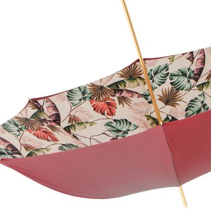 Leather Handle Umbrella – Handmade Italian Tropical Bordeaux Rain Protection