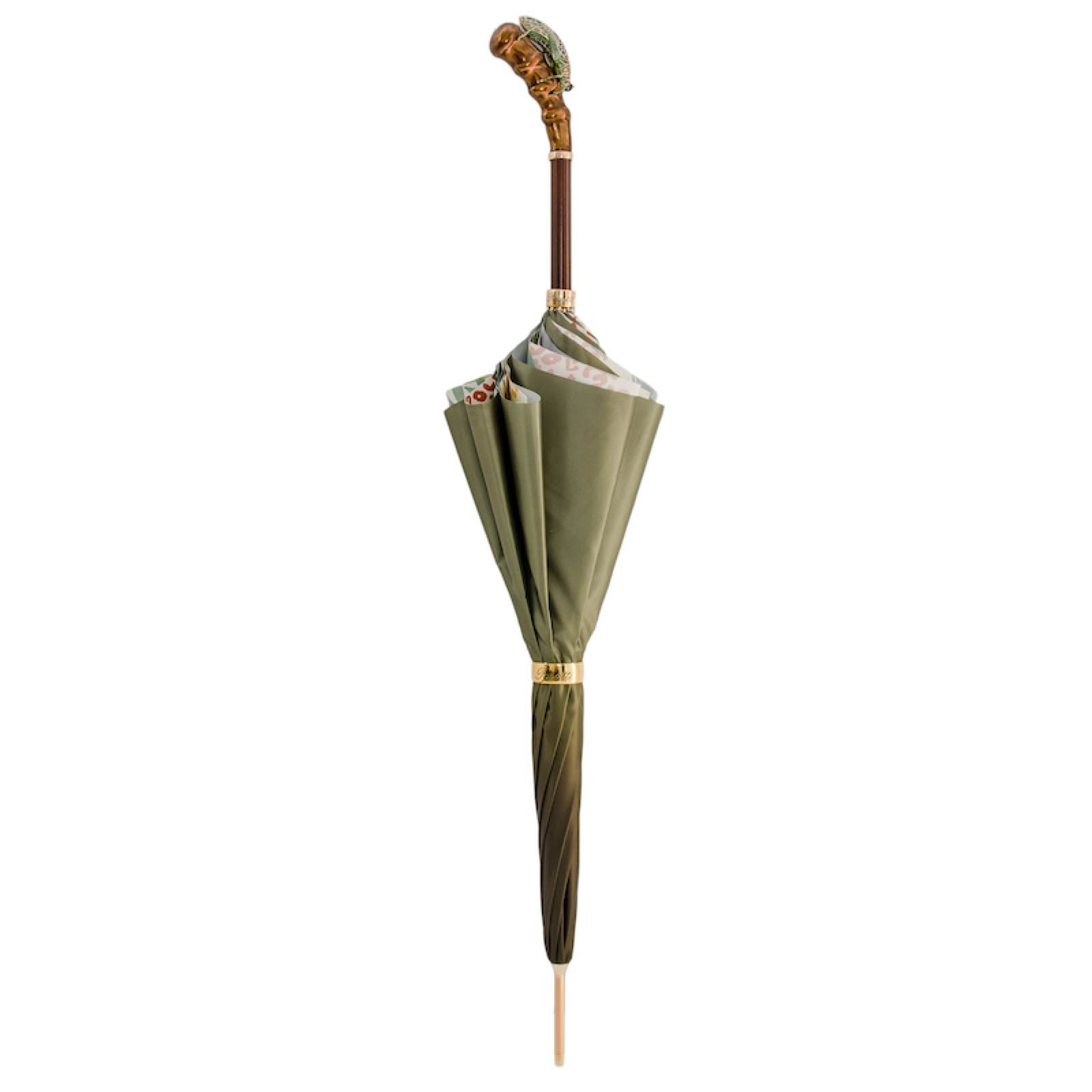 Enameled Brass Umbrella – Manual Rain Umbrella with Polyester Canopy, Handmade Italian Style