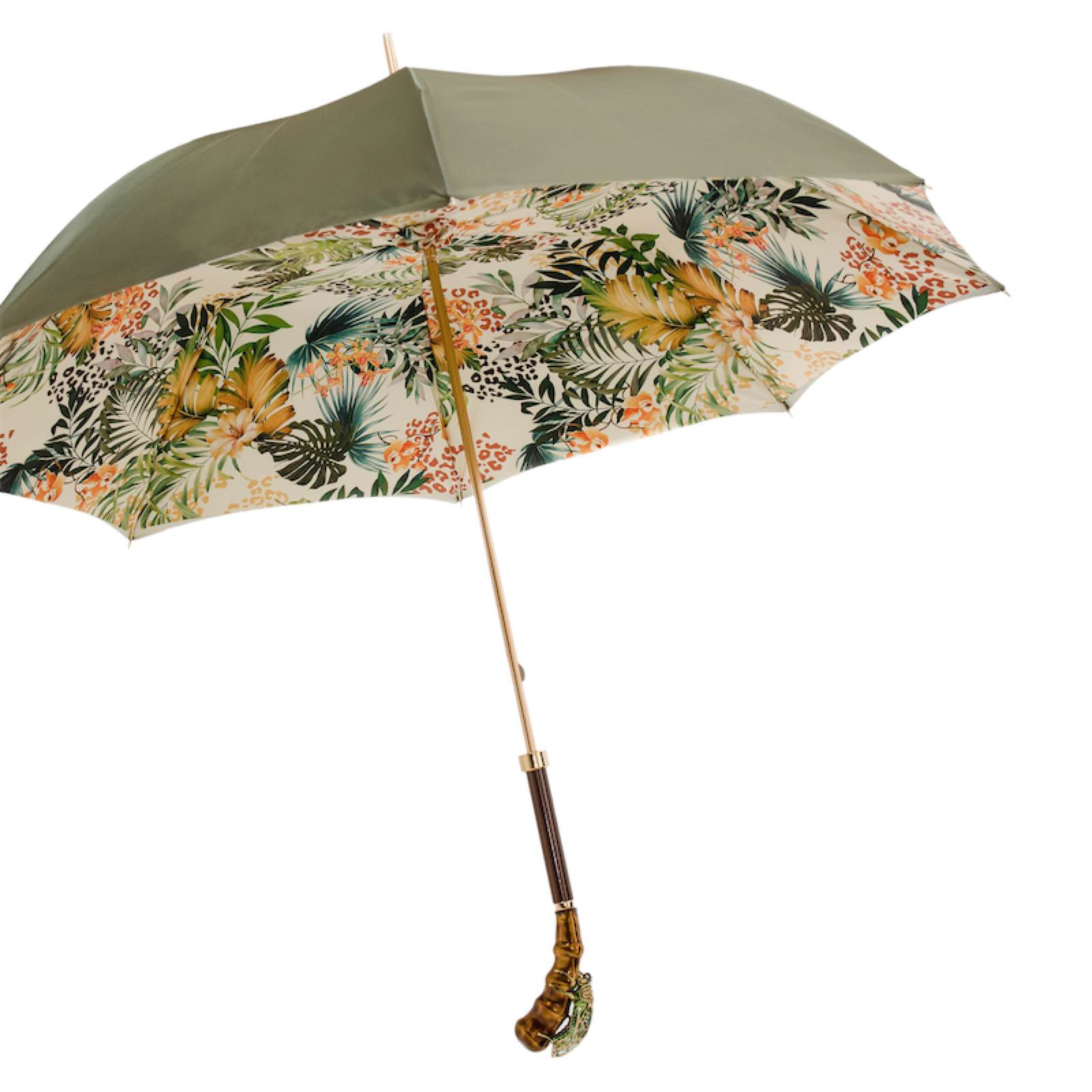 Enameled Brass Umbrella – Manual Rain Umbrella with Polyester Canopy, Handmade Italian Style
