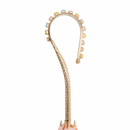 Luxury Jeweled Umbrella – Handmade Italian Designer Rain Accessory With Pink Canopy