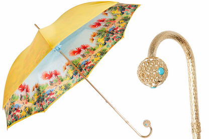 Hawaiian Umbrella – Handmade Italian Rain Umbrella with Jeweled Brass Handle