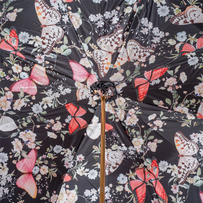 Coral Tint Umbrella – Handmade Italian Rain Umbrella with Butterfly Pattern