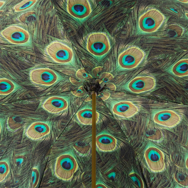 Luxury Peacock Umbrella – Double Cloth, Manual Open, Enameled Brass Handle