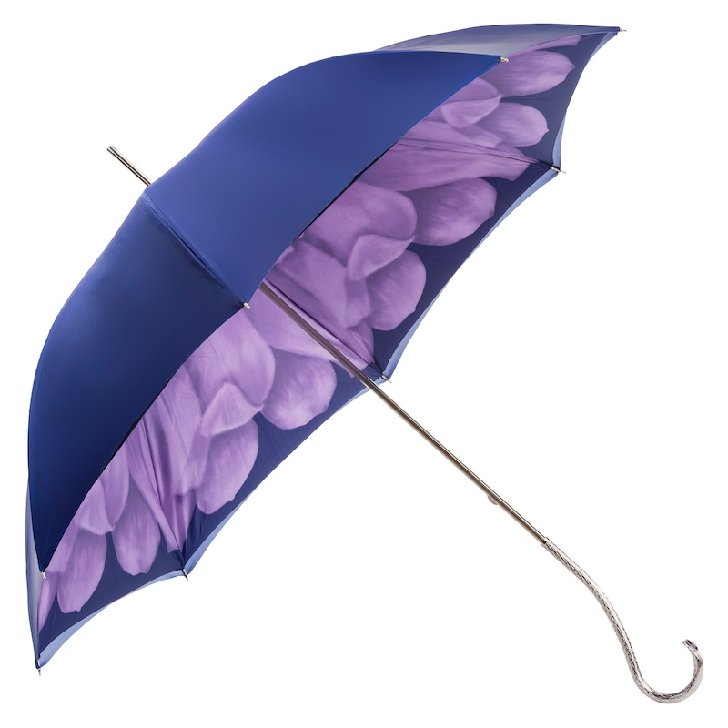 Purple Dahlia Umbrella – Manual Open Double Cloth Canopy With Jeweled Brass Handle