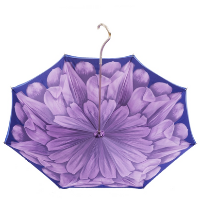 Purple Dahlia Umbrella – Manual Open Double Cloth Canopy With Jeweled Brass Handle