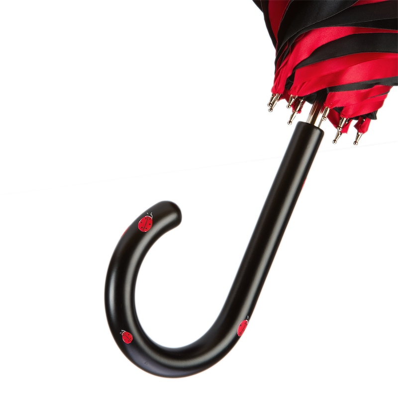 Designer Ladybug Umbrella – Handmade Italian Double Cloth Canopy, Wooden Handle