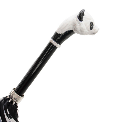 Panda Umbrella – Polka Dot Rain Umbrella with Enameled Brass Handle, Handmade Italian