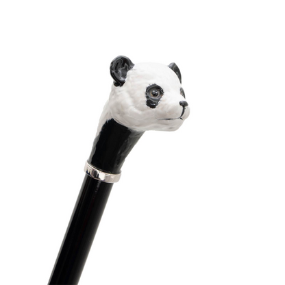 Panda Umbrella – Polka Dot Rain Umbrella with Enameled Brass Handle, Handmade Italian