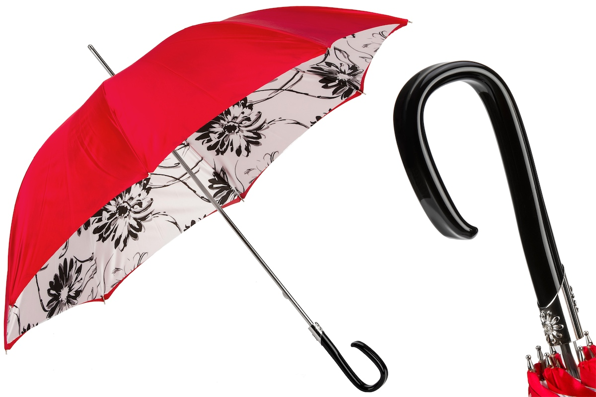 Modern Umbrella | Black Sunflowers Double Cloth Canopy – Handmade Italian Craft