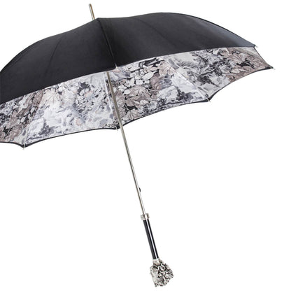 Ilmarchesato Medusa umbrella for women featuring a detailed artistic design on a rain umbrella.