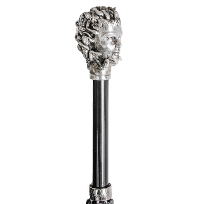 Medusa Art Designer Rain Umbrella by Ilmarchesato featuring a detailed Medusa head design for ladies.