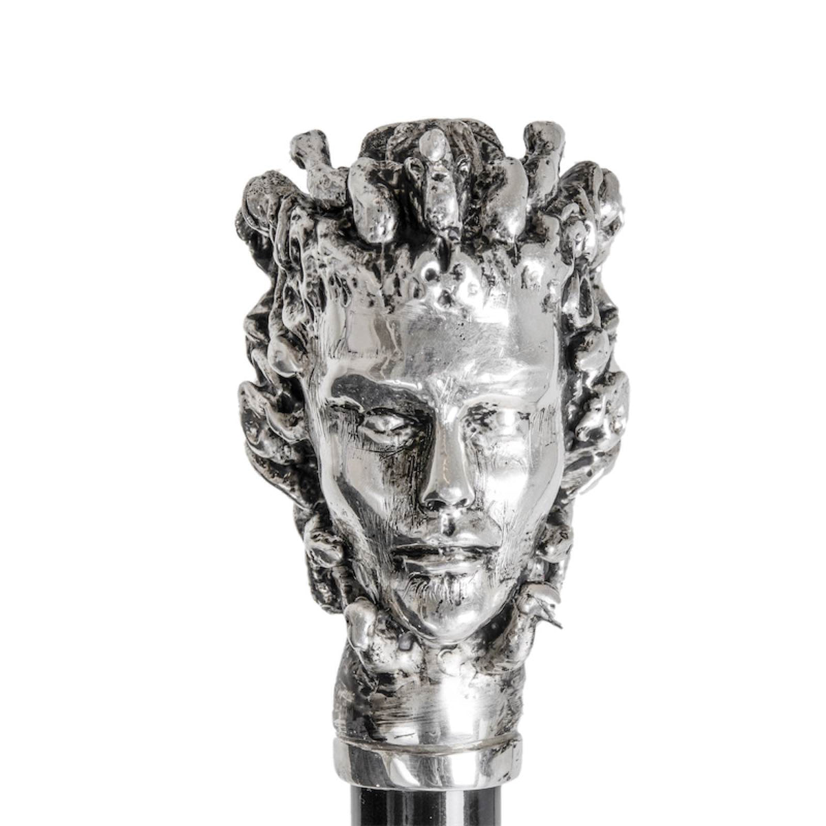 Medusa umbrella by Ilmarchesato, art designer rain umbrella for women with a detailed Medusa head design in black.