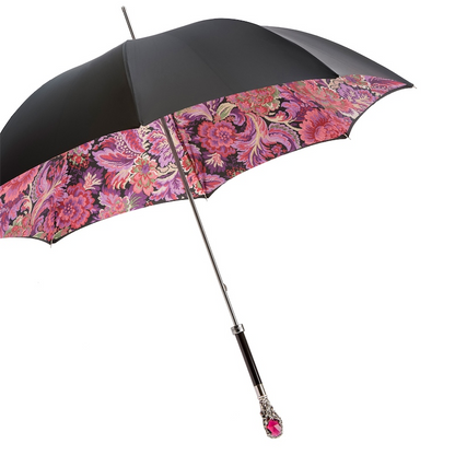 Luxury Red Gem Umbrella – Handmade Italian Fashion Statement With Durable Polyester Canopy