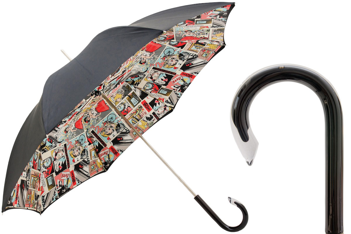 Handmade Italian Umbrella – Comics Print Rain Umbrella with Acetate Handle