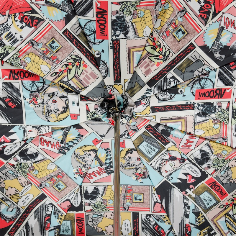 Handmade Italian Umbrella – Comics Print Rain Umbrella with Acetate Handle