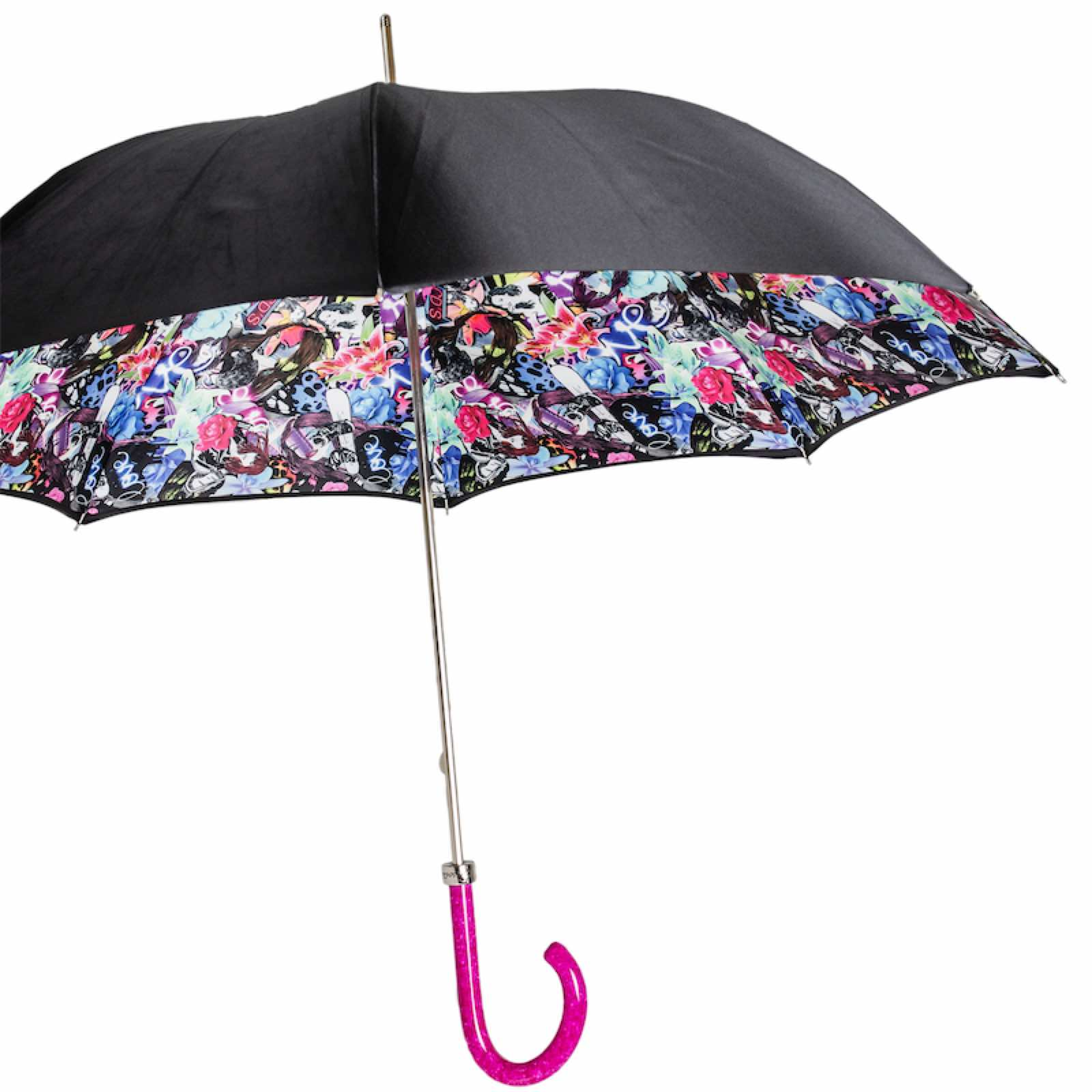 Pink Handle Umbrella – Handmade Italian Rain Umbrella With Acetate Grip