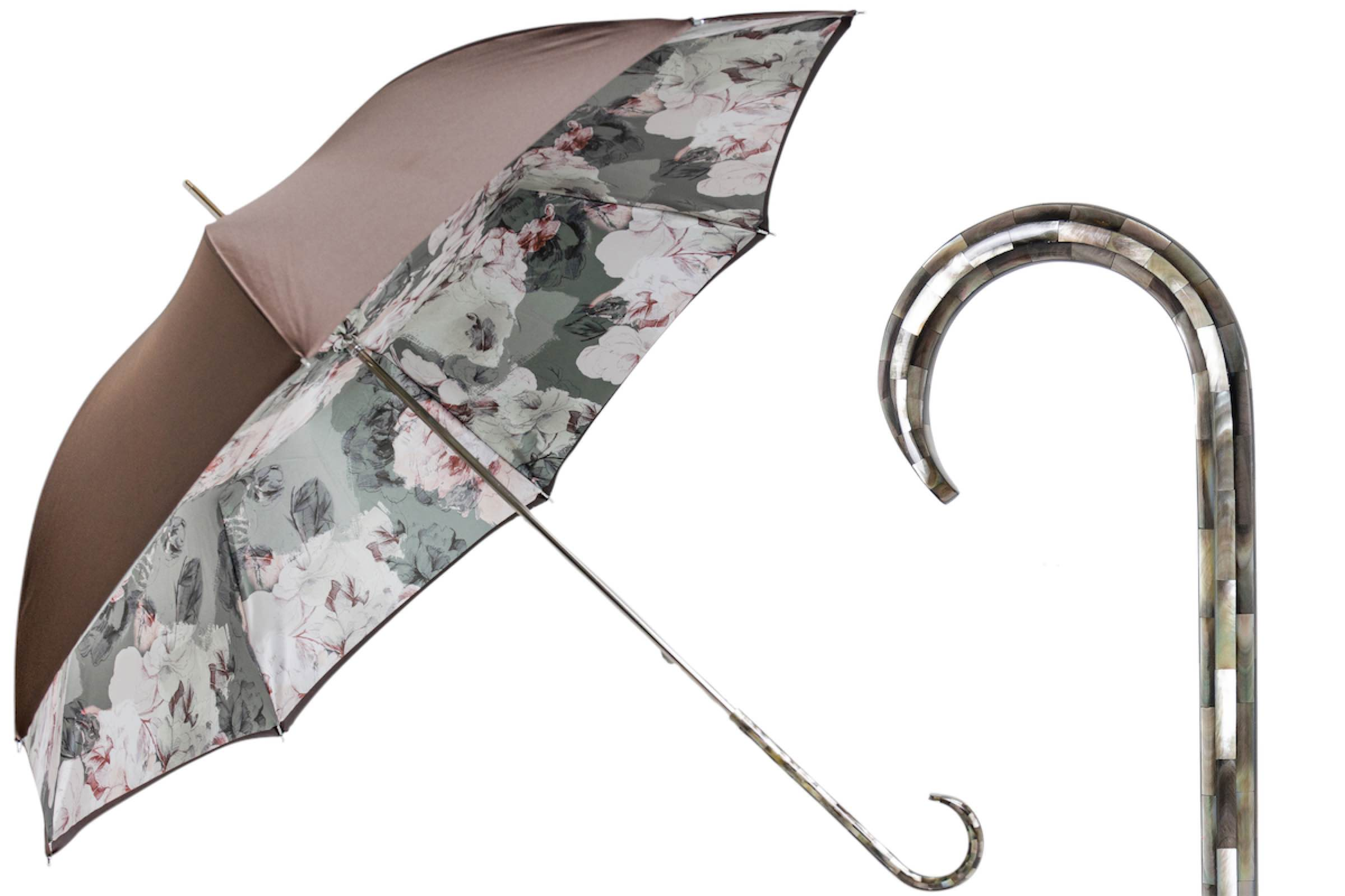 Mother Of Pearl Umbrella – Handmade Italian Luxury Rain Umbrella With Pearl Handle