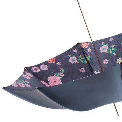 Floral Print Umbrella – Handmade Italian Rain Umbrella with Leather Handle & Gift Box
