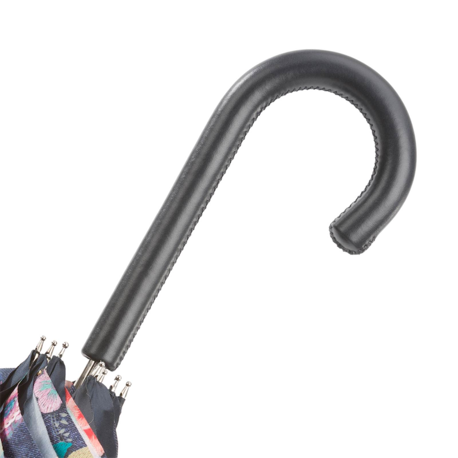 Floral Print Umbrella – Handmade Italian Rain Umbrella with Leather Handle & Gift Box