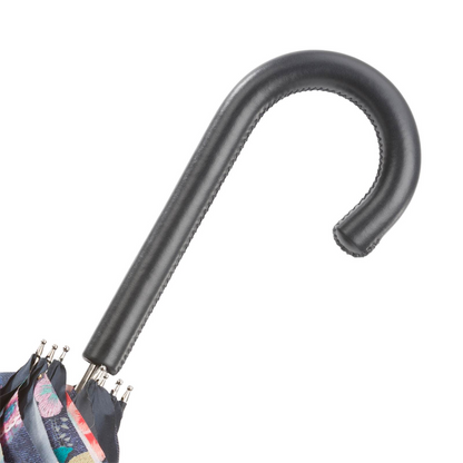 Floral Print Umbrella – Handmade Italian Rain Umbrella with Leather Handle & Gift Box