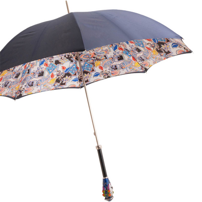 Luxury Manual Umbrella – Sicilian Head Design With Enameled Brass Handle