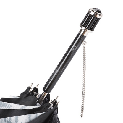 Animalier Umbrella – Black White Double Cloth Manual Open With Acetate Handle