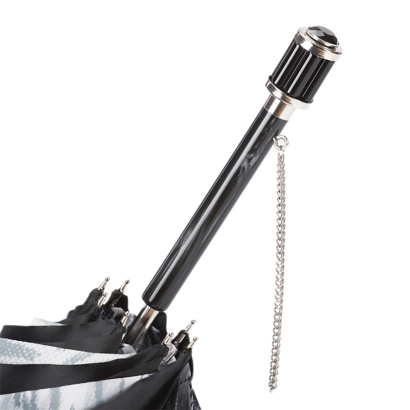 Animalier Umbrella – Black White Double Cloth Manual Open With Acetate Handle