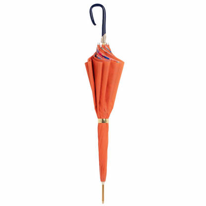 Orange Floral Umbrella – Handmade Italian Rain Umbrella with Acetate Handle