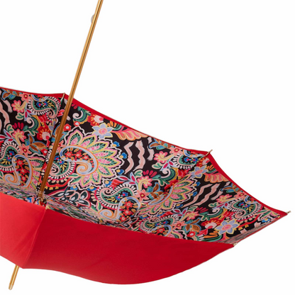 Red Skull Umbrella – Handmade Italian Luxury Rain Umbrella with Resin Handle