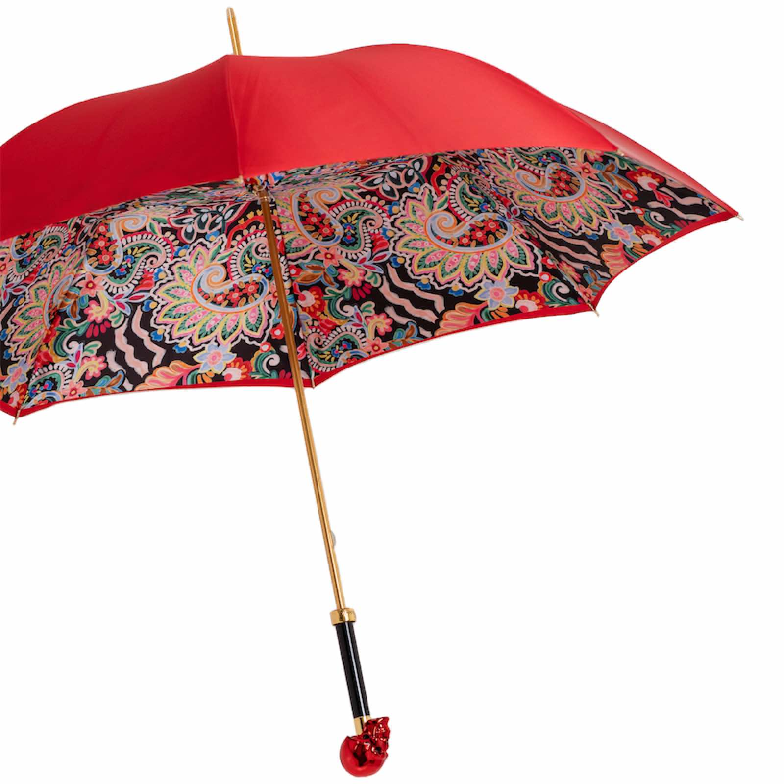 Red Skull Umbrella – Handmade Italian Luxury Rain Umbrella with Resin Handle