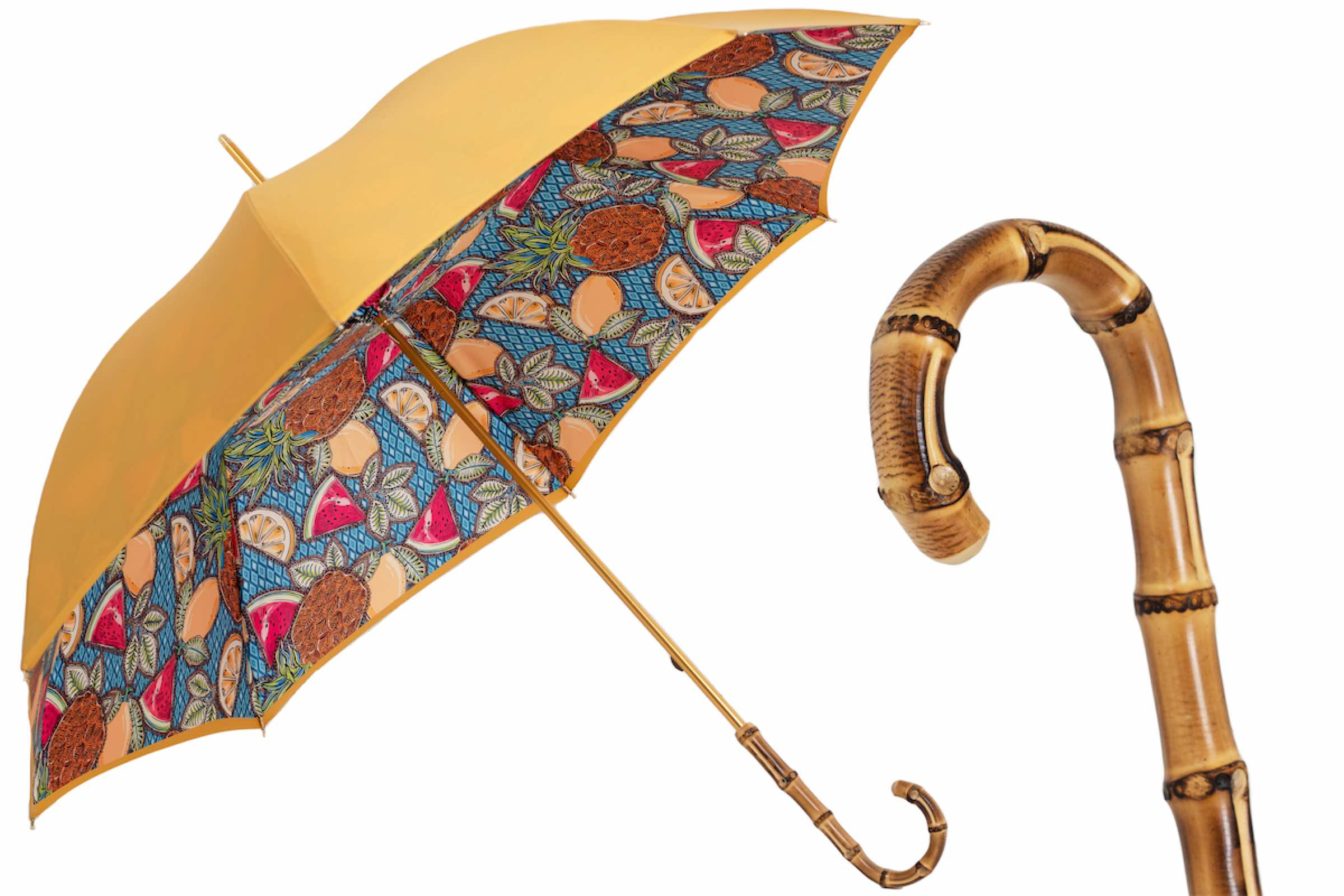 Bamboo Handle Umbrella – Fruit Pattern Manual Opening Rain Umbrella With Gift Box