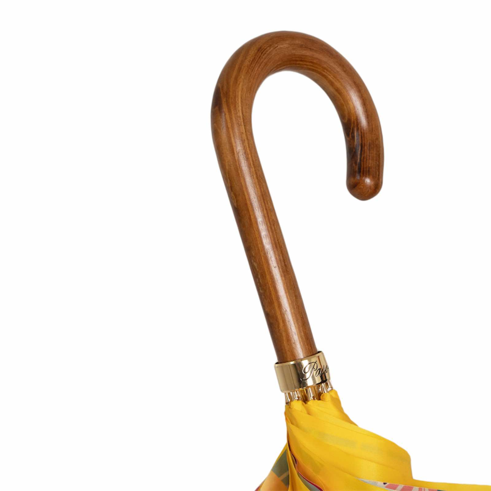 Yellow Tropical Umbrella – Handmade Italian Rain Umbrella With Wooden Handle