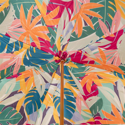 Yellow Tropical Umbrella – Handmade Italian Rain Umbrella With Wooden Handle