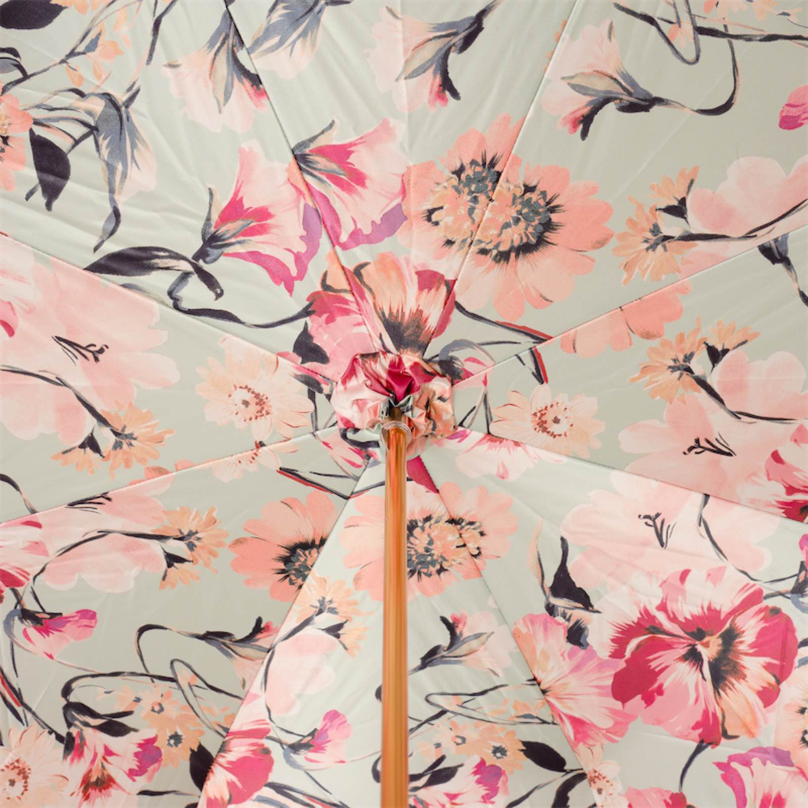 Pink Ombre Umbrella – Handmade Italian Elegance with Floral Print Canopy