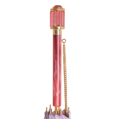 Pink Ombre Umbrella – Handmade Italian Elegance with Floral Print Canopy