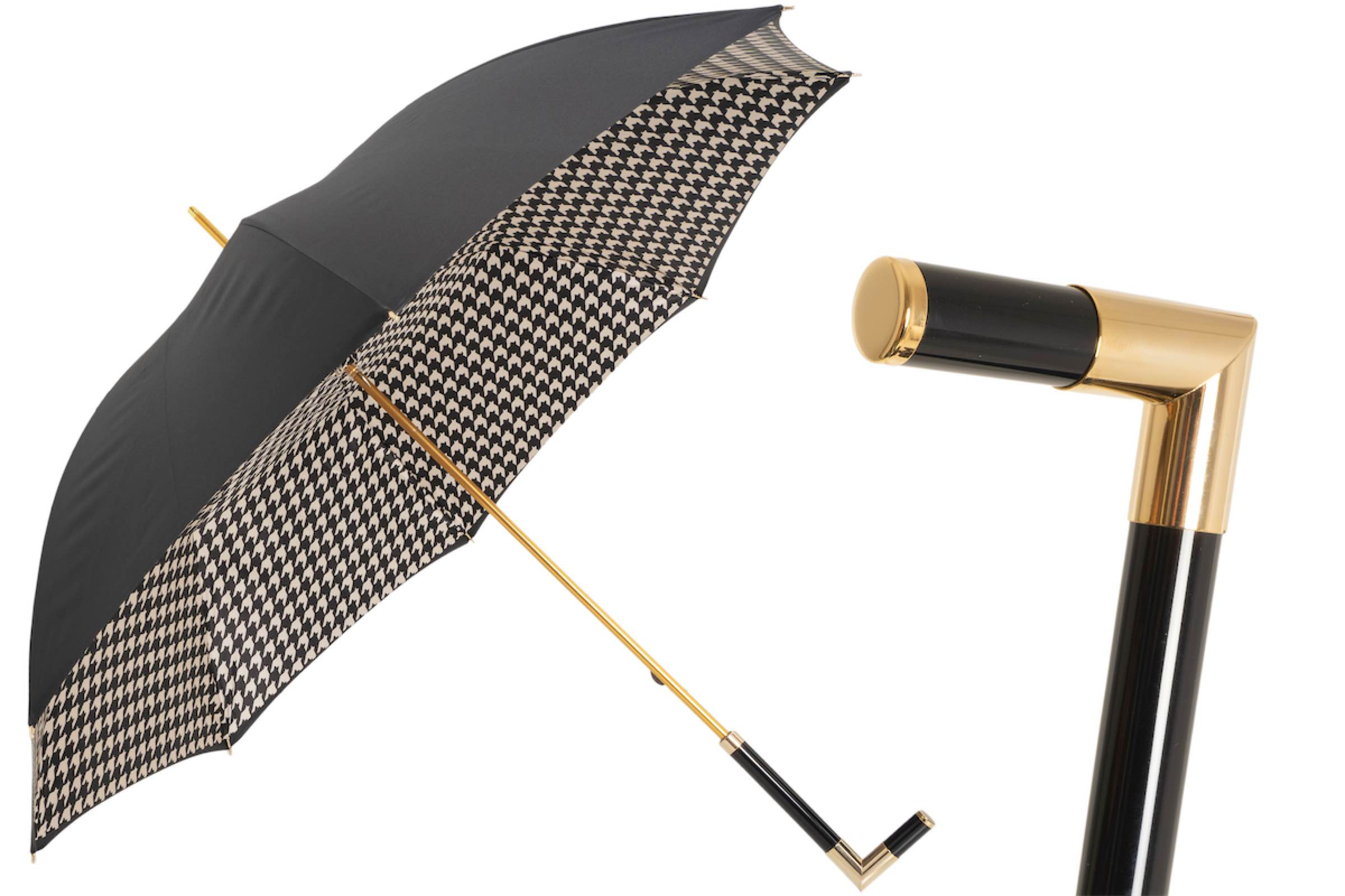 Paris Black Umbrella – Handmade Italian Rain Umbrella with Acetate Handle