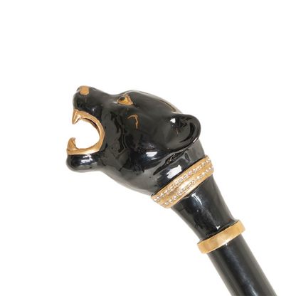 Luxury Panther Umbrella – Italian Handmade Designer Rain Umbrella with Enameled Brass Handle