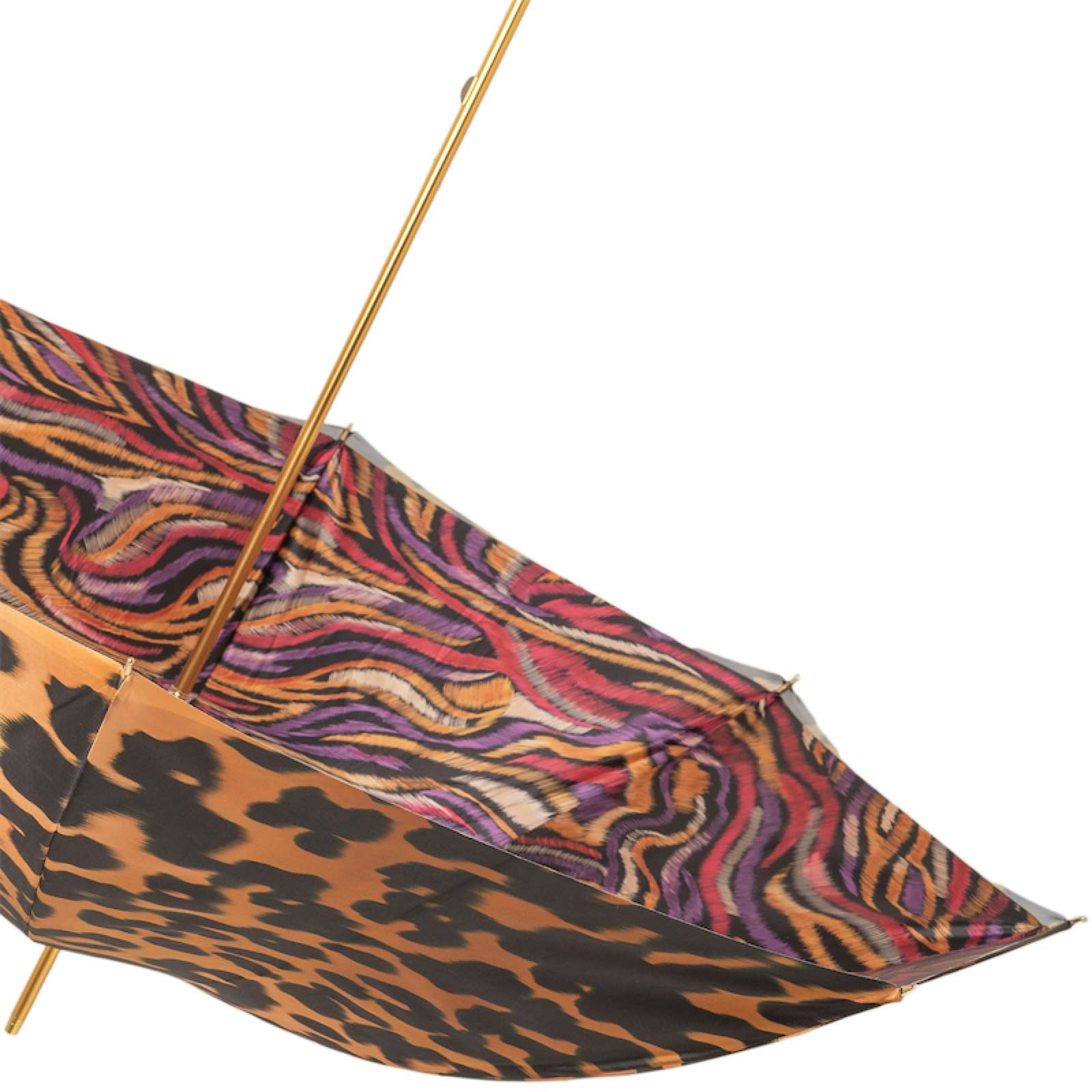 Luxury Panther Umbrella – Italian Handmade Designer Rain Umbrella with Enameled Brass Handle