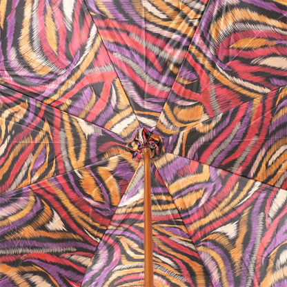 Luxury Panther Umbrella – Italian Handmade Designer Rain Umbrella with Enameled Brass Handle