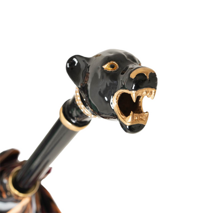 Luxury Panther Umbrella – Italian Handmade Designer Rain Umbrella with Enameled Brass Handle