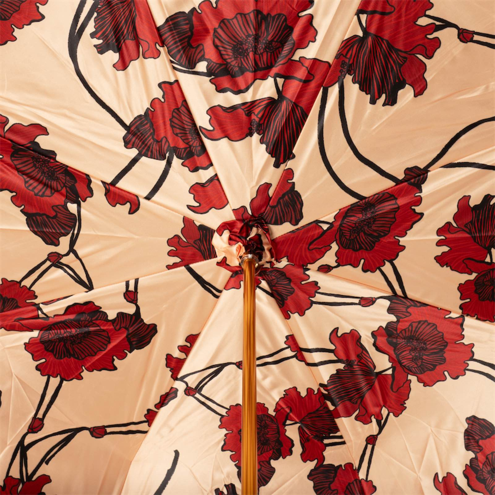 Leather Handle Umbrella – Flowered Burgundy Manual Opening Rain Gear for Women